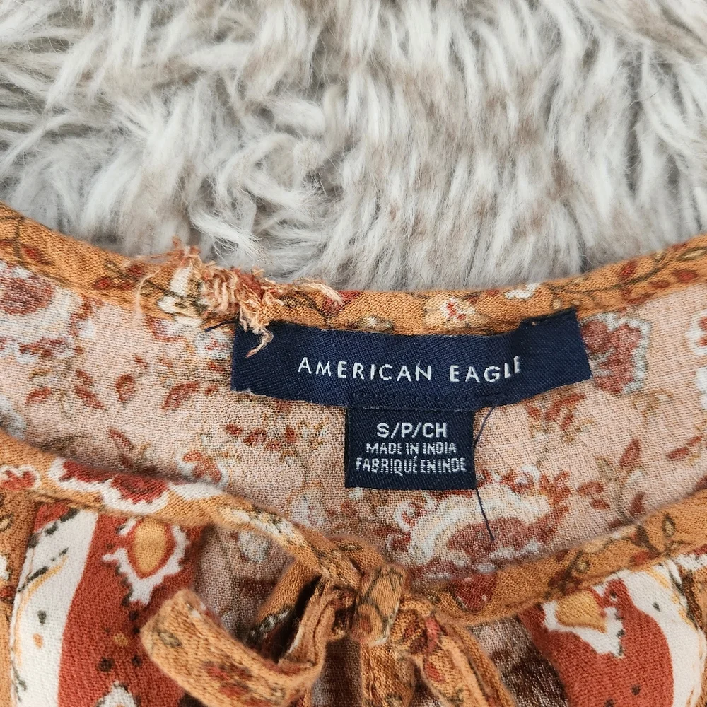 American Eagle‎ Outfitters Peasant Mini Dress Orange Women's Size Small
